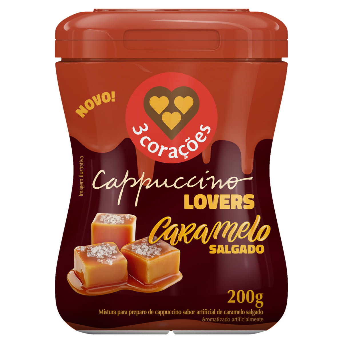 imagem de CAPPUCCINO 3 CORACOES 200G CARAMELO SALG